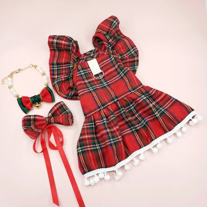 Festive Christmas Dog Skirt - Adorable Autumn/Winter Outfit for Small Dogs & Cats