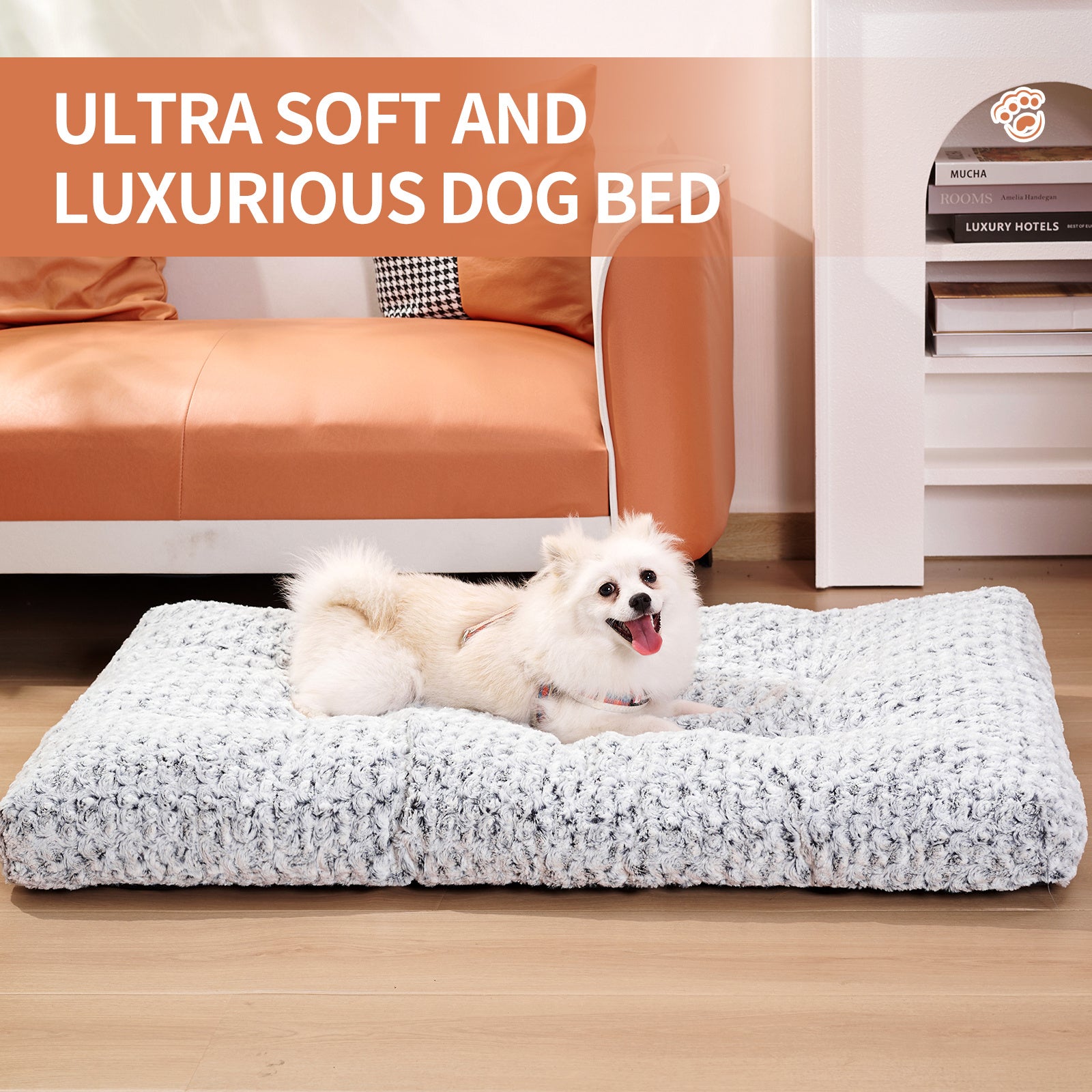 FluffNest: Soft & Fluffy Rose Velvet Dog Bed – Thick, Cozy, & Washable