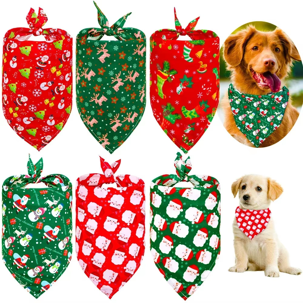 Festive 50/100Pcs Christmas Dog Bandanas - Perfect Accessories for Small Dogs and Cats!